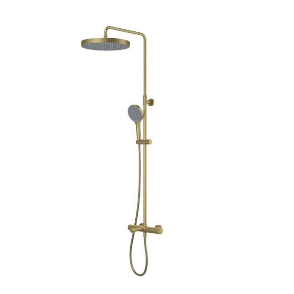Душевая система IDDIS Duna с тропическим душем, изливом и термостатом, матовое золото (DUNMGSTi06)