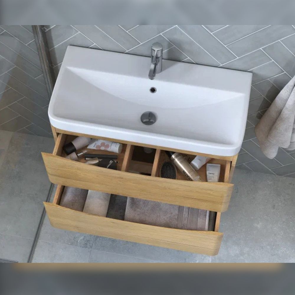 Тумба под раковину подвесная Velvex Clay tp.CLA.9595.80.2Y дуб верона, 80 см, артикул tp.CLA.9595.80.2Y дуб верона