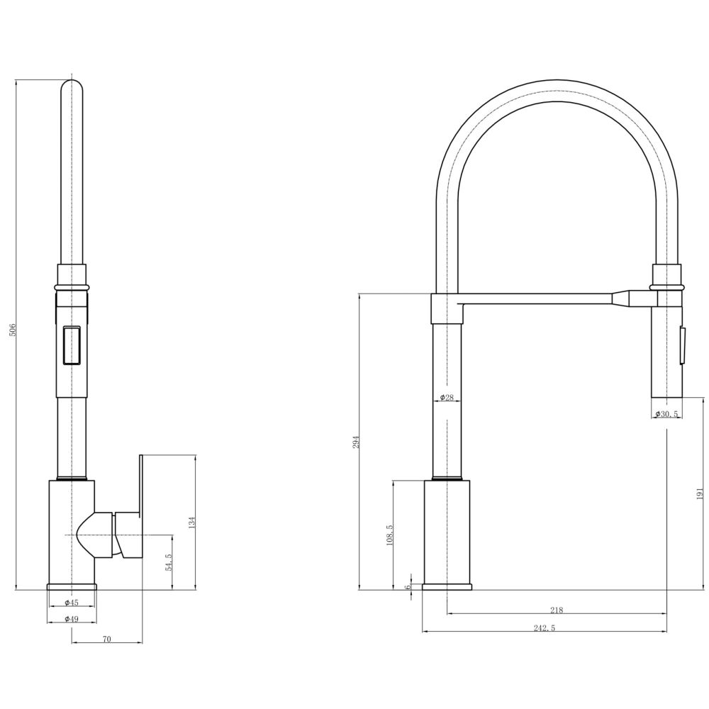 Смеситель для кухни с гибким изливом FASHUN A54511-12, сатин/серый
