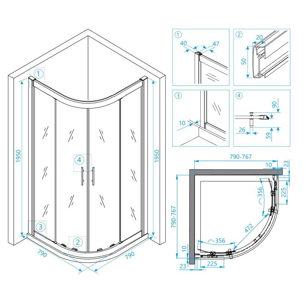 Душевой уголок RGW HO-51 (800x800, Прозрачное)