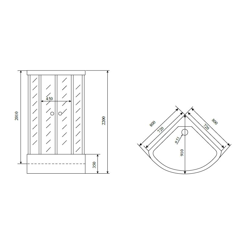 Душевая кабина Timo Standart Silver Fabric T-6680SF, 80x80x220