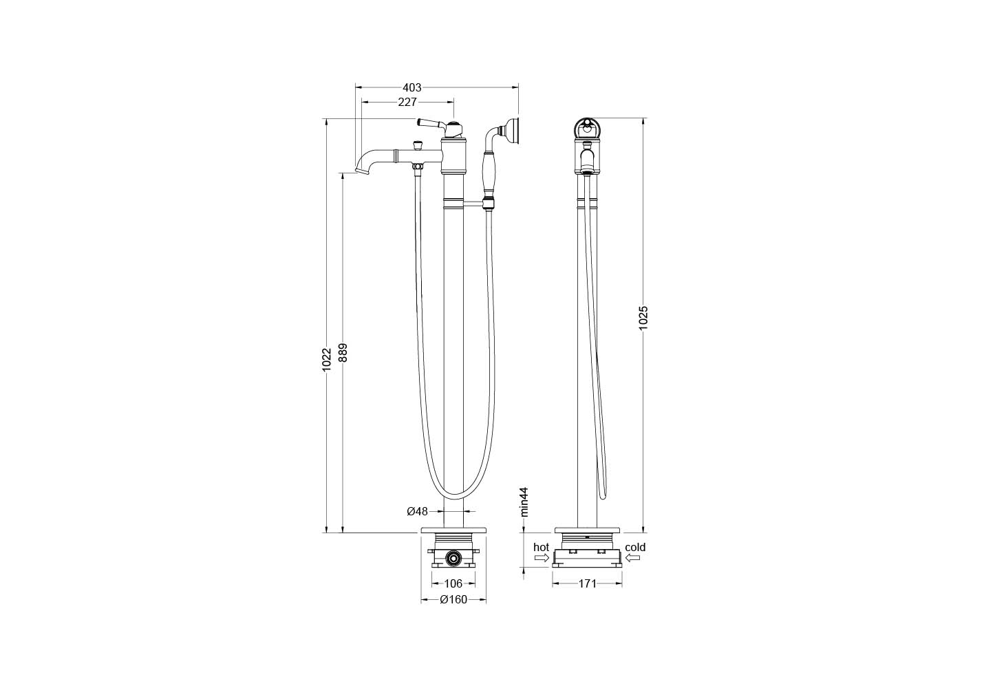 Смеситель для ванны напольный (внешняя и скрытая часть) AQUATEK AQ1545CR КЛАССИК Смеситель для ванны напольный (внешняя и скрытая часть) AQUATEK AQ1545CR КЛАССИК