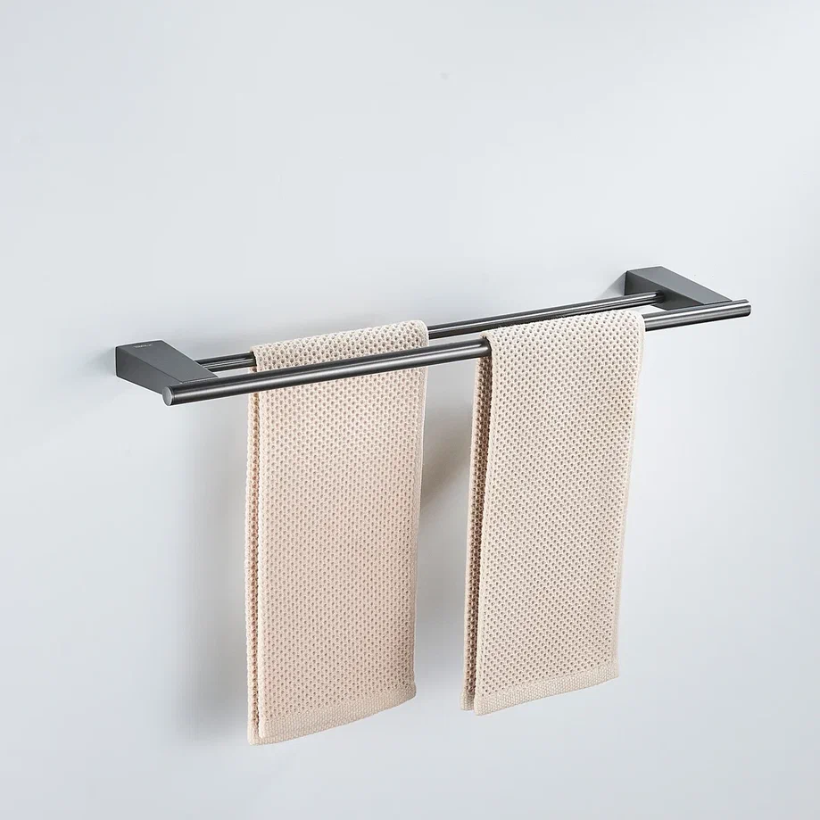 Полотенцедержатель двойной Shevanik SG5727T, оружейная сталь