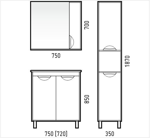 Зеркало-шкаф "Чикаго 75"