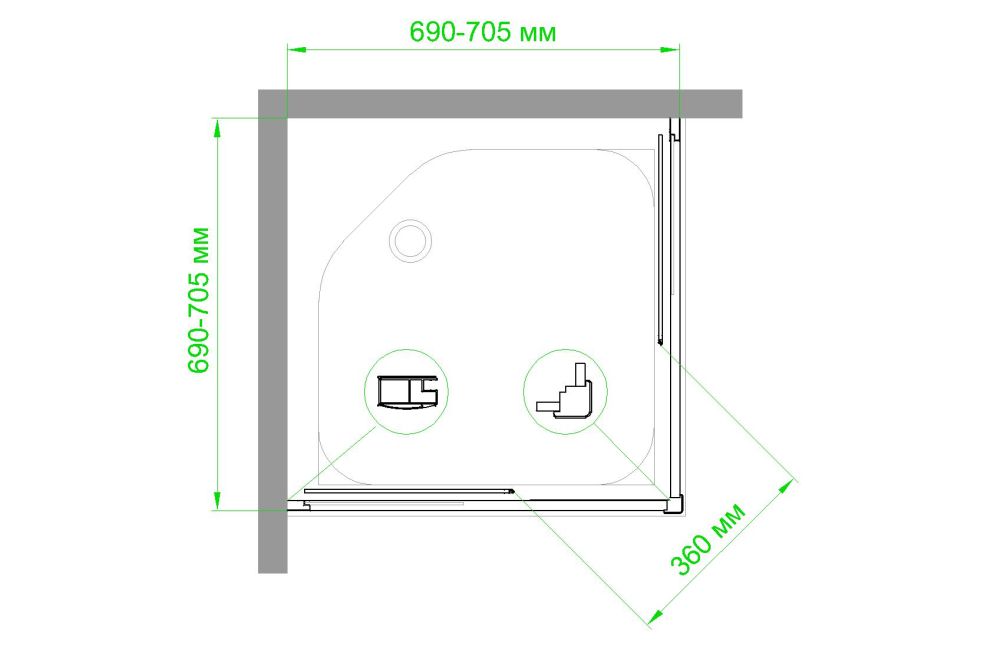 Душевой уголок Royal Bath RB HPD-C-CH 70х70х200 (матовое), артикул RB70HPD-C-CH