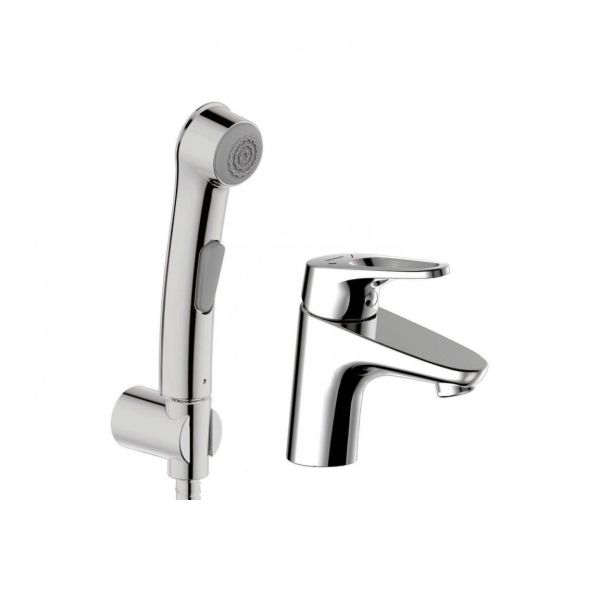 Смеситель для раковины с гигиеническим душем Bravat Drop-D F148162C-1, хром