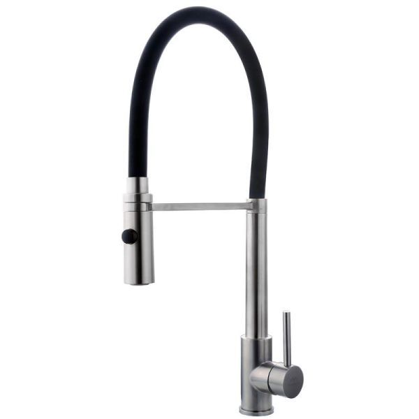 Смеситель для кухни с гибким изливом FASHUN A54111-7, сатин/черный