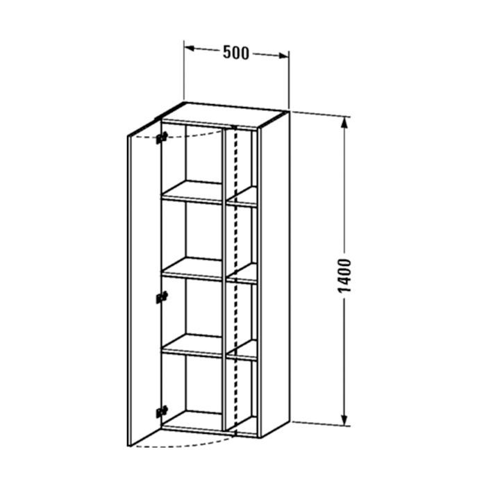 DURAVIT DURASTYLE Шкаф 500х360х1400 мм., подвесной, левый, 1 дверь, 3 полки, цвет каштан темный, артикул DS1239L5353
