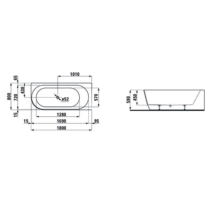 Laufen Pro Ванна 180x80 угловая правая без слива-перелива, композит Marbond, цвет  белый