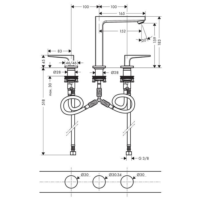 HG Metropol Смеситель для раковины 160, на 3 отв, с донным клапаном, излив 152мм, цвет: шлифованная бронза HG Metropol Смеситель для раковины 160, на 3 отв, с донным клапаном, излив 152мм, цвет: шлифованная бронза