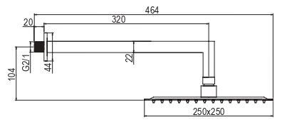 AQG Bold, душевой комплект EC316 на 3 потребителя, с квадратным изливом, с квадратным верхним душем 25х25 см и кронштейном 35 см, цвет черный матовый, артикул 19BOLEC32105