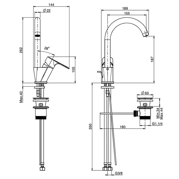 Fima Carlo Frattini Serie 22 Cмеситель для раковины, на 1 отв., с донным клапаном, цвет: хром, артикул F3841CR.2