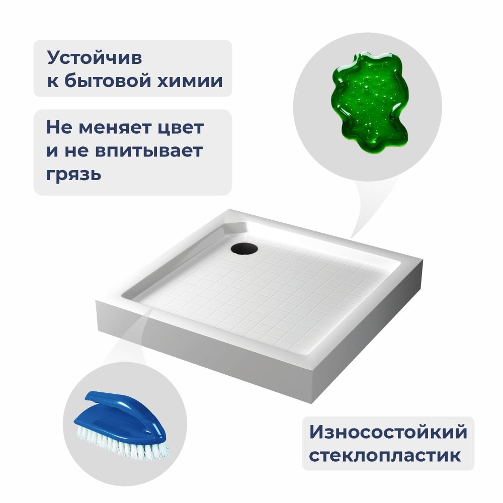 Душевой поддон квадратный RGW SMC-W Белый (Уценка) (800x800)