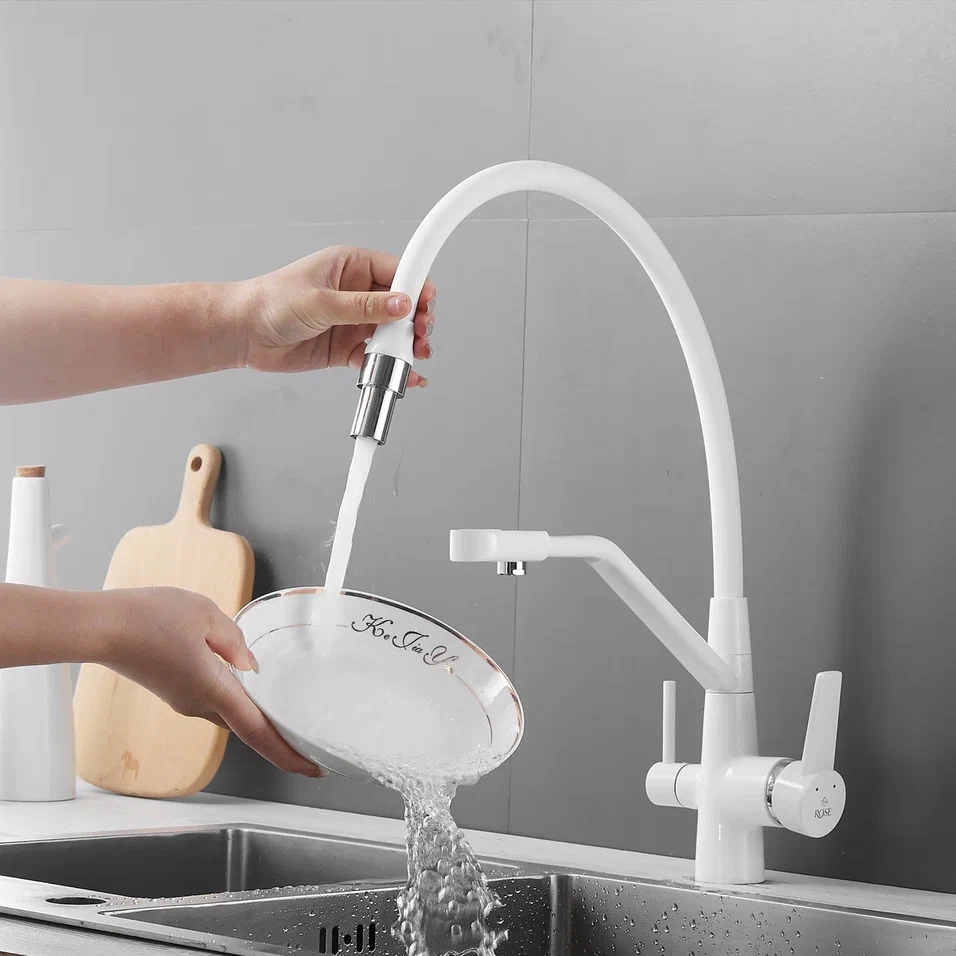 Смеситель для кухни Rose R558C, белый