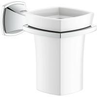 Стакан для зубных щеток Керамический, с держателем GROHE Grandera, хром (40626000) Стакан для зубных щеток Керамический, с держателем GROHE Grandera, хром (40626000)