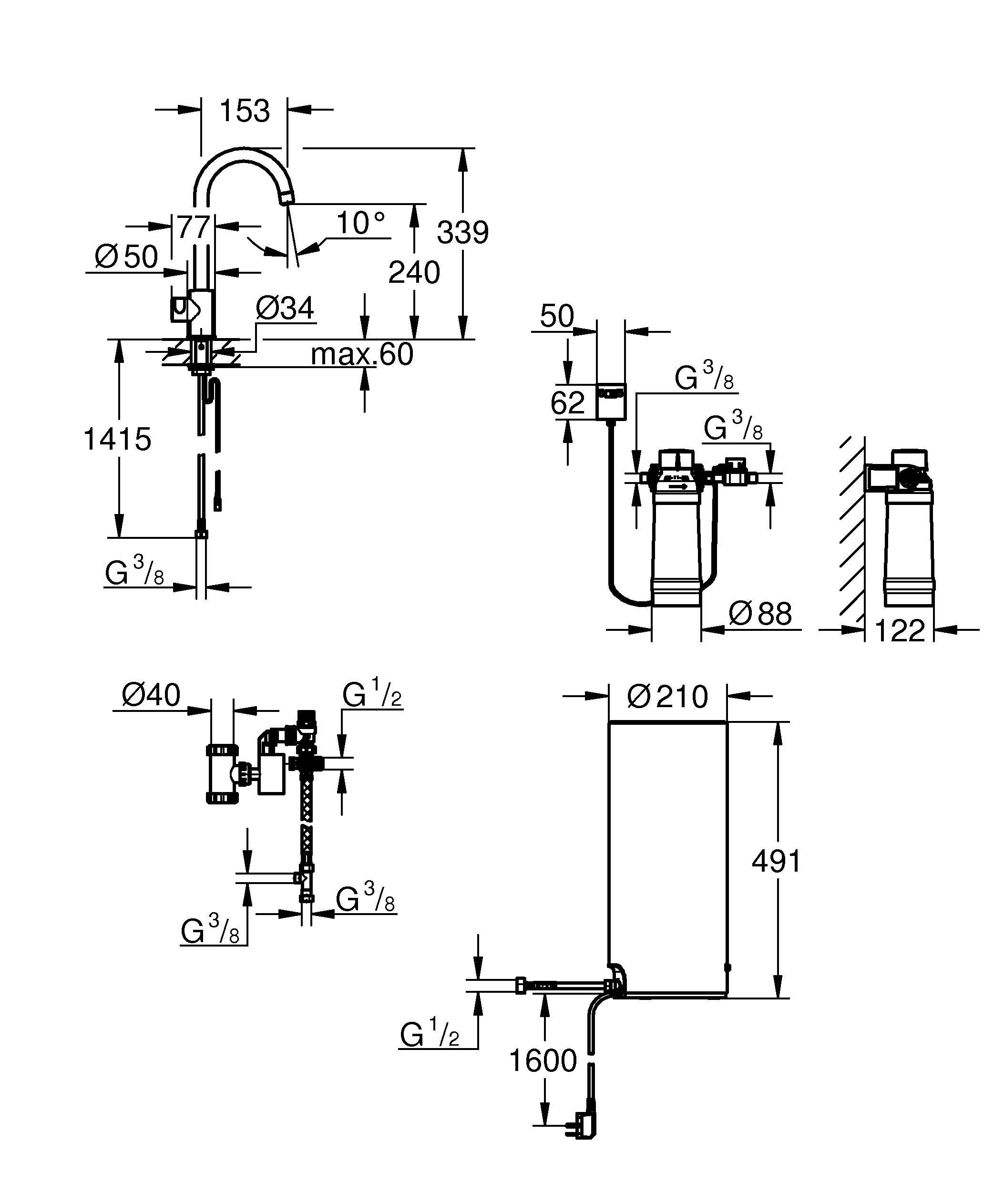 Вертикальный вентиль и бойлер GROHE Red Mono, бойлер L-size, хром, (30080001) Вертикальный вентиль и бойлер GROHE Red Mono, бойлер L-size, хром, (30080001)