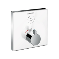 HG ShowerSelect Встраиваемый термостат для душа, 1 источник + кнопка для ручн.душа, (внешняя часть) стекло, цвет: белый/хром HG ShowerSelect Встраиваемый термостат для душа, 1 источник + кнопка для ручн.душа, (внешняя часть) стекло, цвет: белый/хром