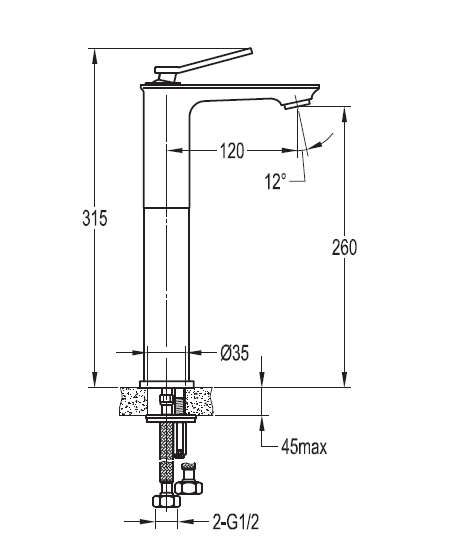 Смеситель для накладных раковин CEZARES CITY-F-LC-01