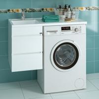 Тумба под раковину СаНта Марс-38 227004 над стиральной машиной, подвесная (ум.Лидер 1000 литой мрамор)