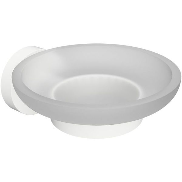 Мыльница WHITE стеклянная, белая