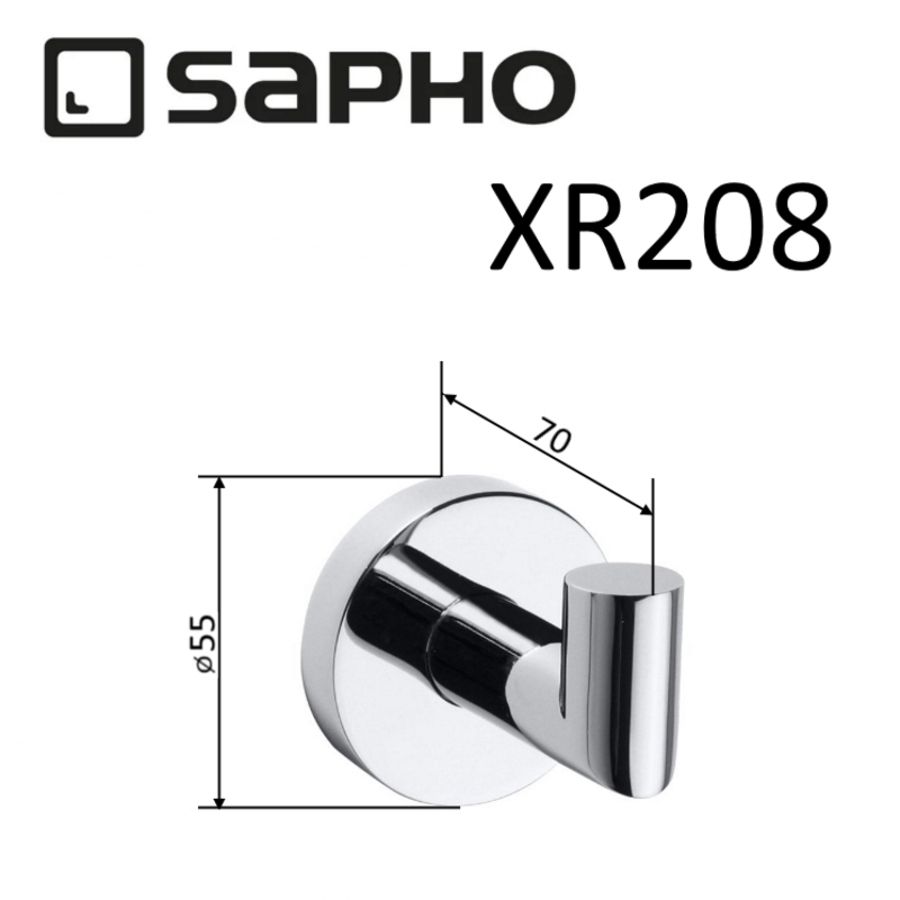 Крючок X-ROUND, одинарный, 55x55x70 мм, хром, Sapho, артикул XR208