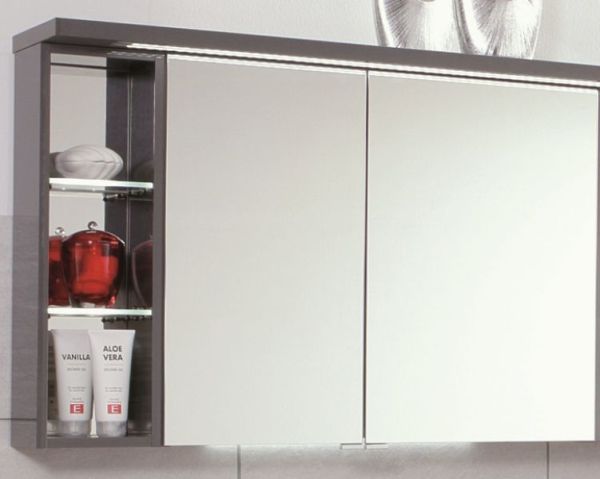 Puris Crescendo, зеркальный шкаф (2 двери) c LED подсветкой 900 мм левый, цвет дуб трюфель