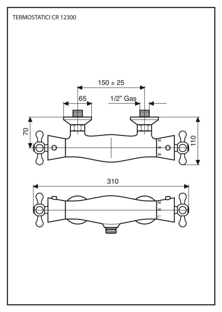 Emmevi Deco Classic, двухвентильный термостатический смеситель для душа, без набора для душа, цвет хром