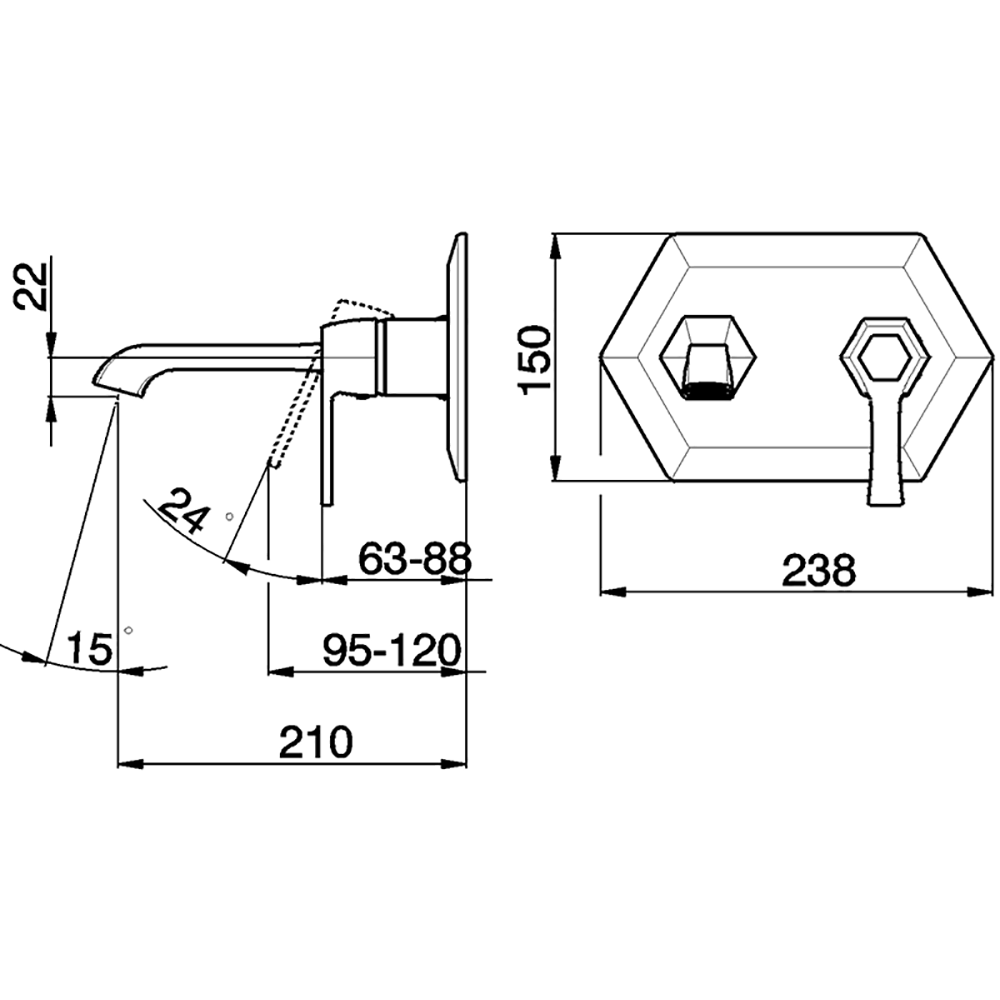 CISAL Внутренняя часть однорычажного смесителя из стены для раковины, артикул ZA00651004 Акция