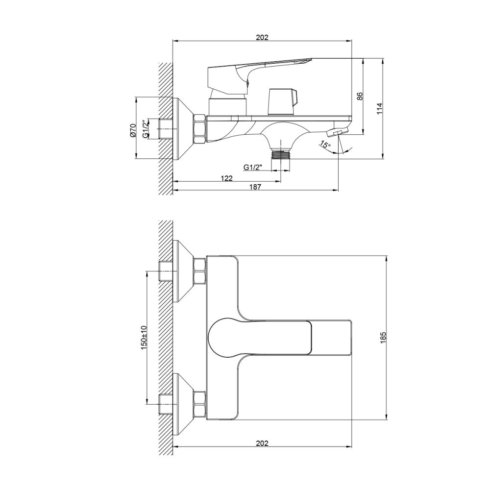 Смеситель для ванны и душа Rossinka (RS27-30), артикул RS27-30