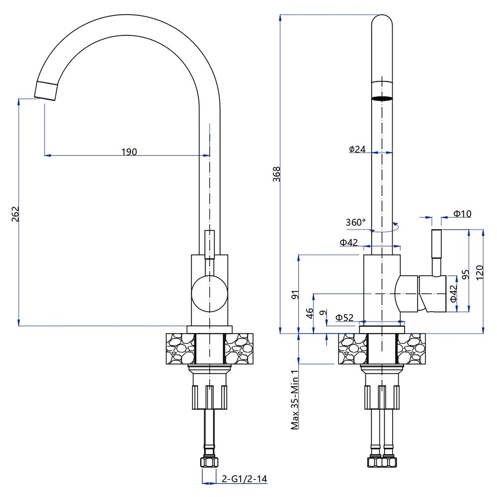 Смеситель для кухни GranFest Z-5410, черный