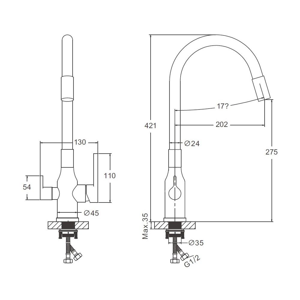 Смеситель для кухни с гибким изливом и подключением фильтра BELZ B76814-7, черный