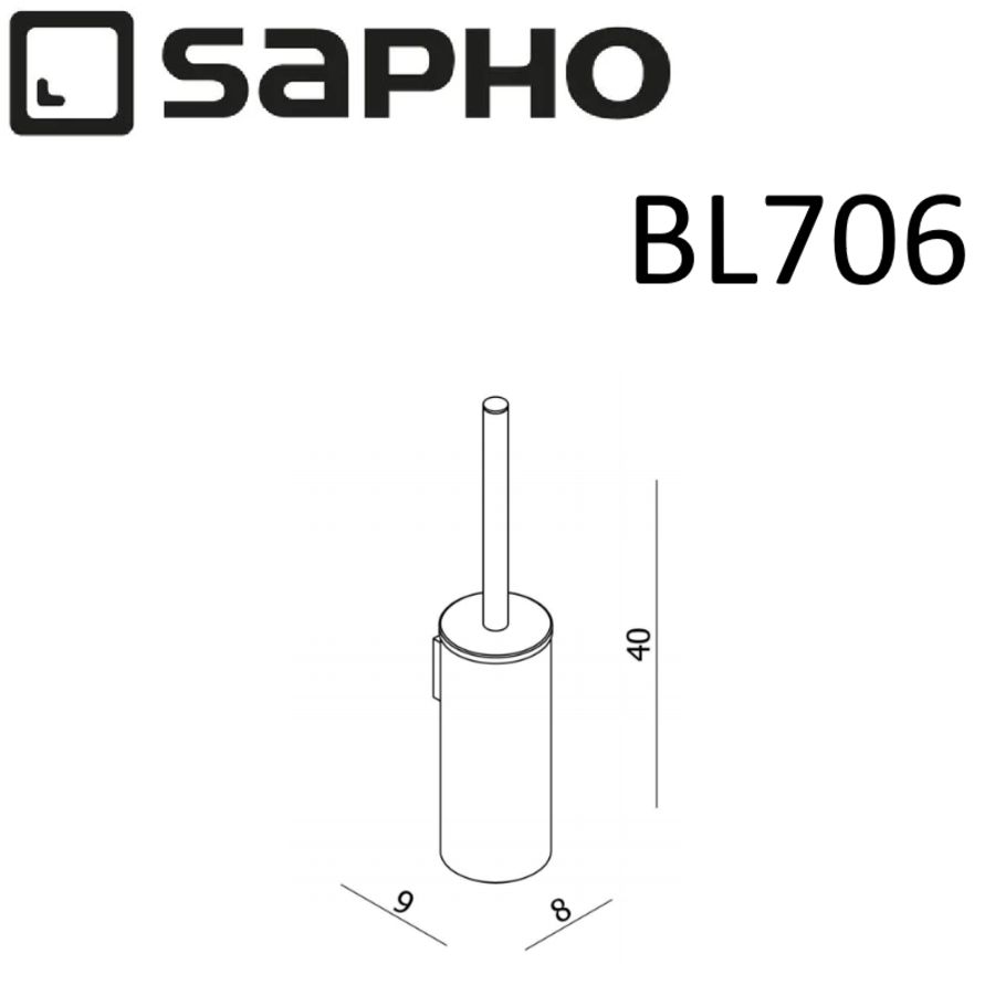 Ершик X-ROUND настенный, высокий, хром, Sapho, артикул BL706