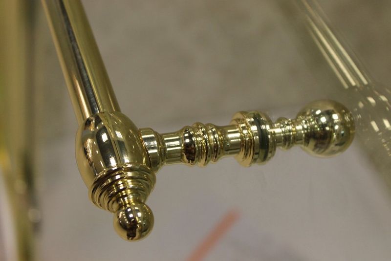 Душевая дверь в нишу Cezares RETRO-A-B-1-90-CP-G-L профиль Золото стекло прозрачное с матовым узором