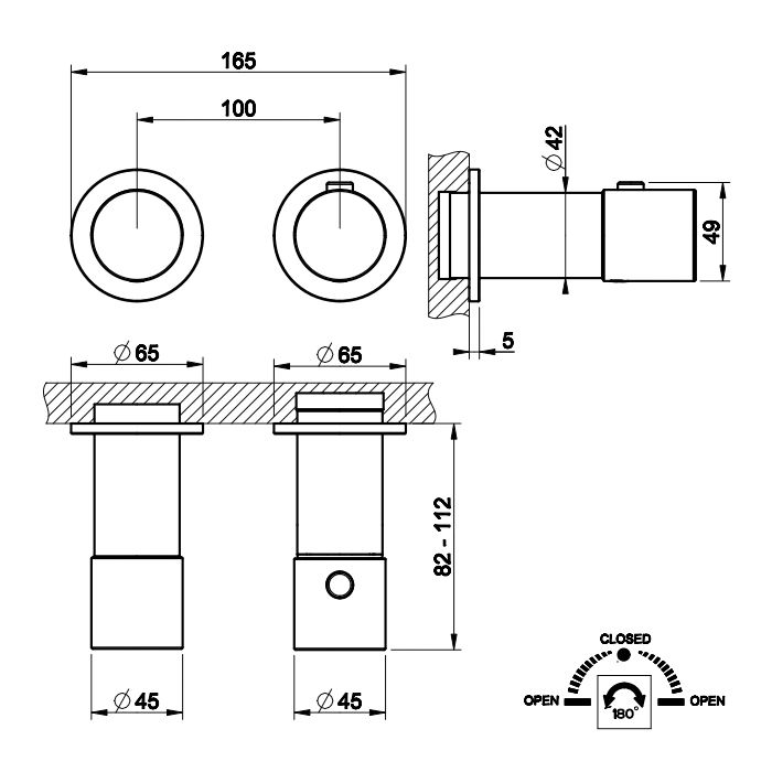 GESSI HABITO RIGATO Смеситель настенный встраиваемый, термостатический, с переключателем на 2 положения, внешняя часть, цвет Finox Brushed Nickel