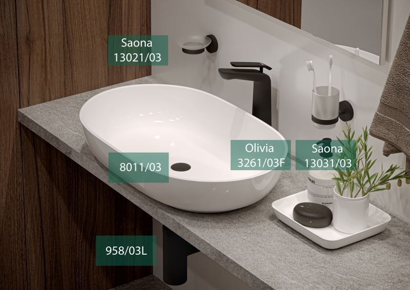 Смеситель для раковины Timo Olivia 3211/03F Черный, артикул 3211/03F