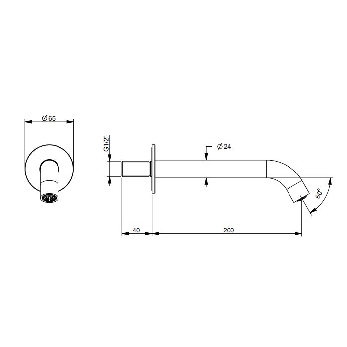 FANTINI NOSTROMO Излив смесителя для раковины 200 мм., настенный, цвет Matt Copper PVD