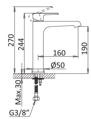 Смеситель для раковины Cezares Nautic NAUTIC-LC-NOP Черный матовый
