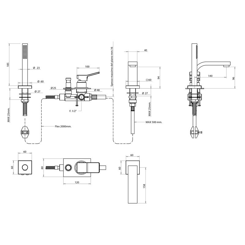 Bongio Reef Смеситель для душа, цвет хром