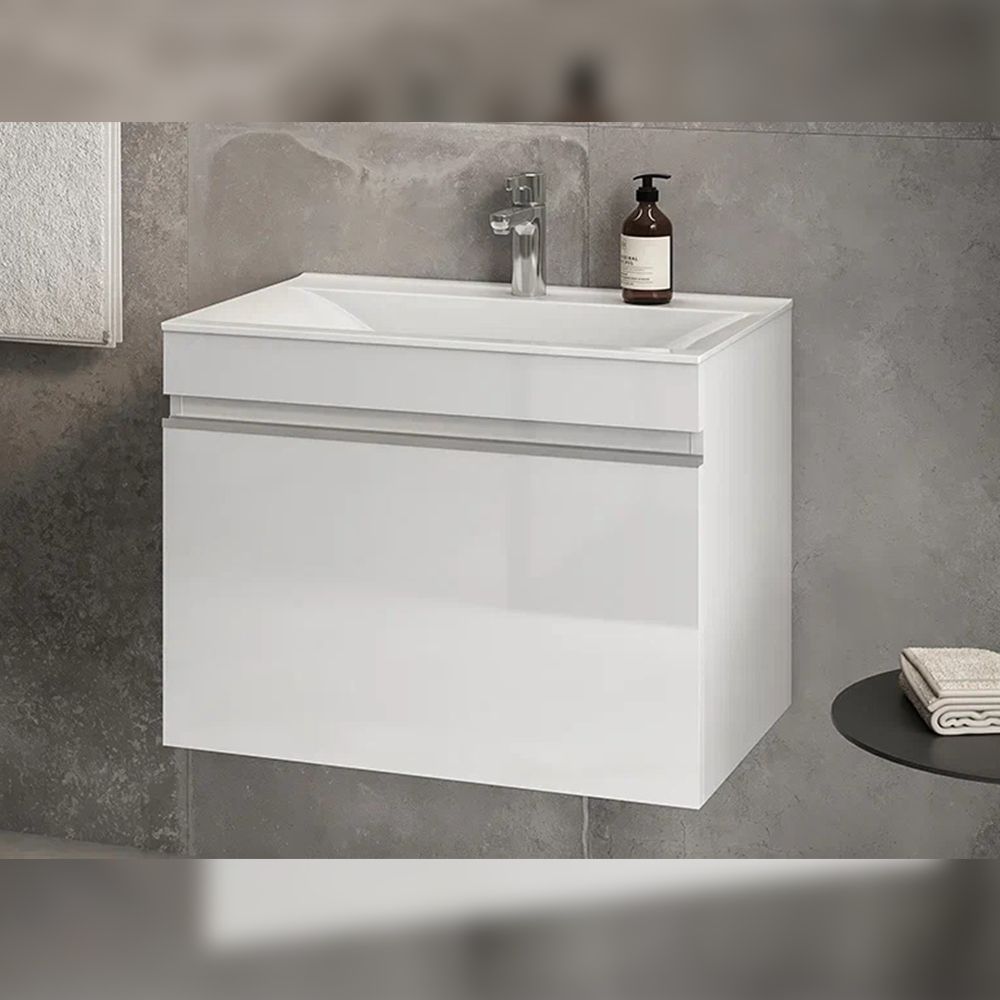 Тумба под раковину подвесная Velvex Pulsus tp.PUL.PUL.70.1Y белый глянец, 70 см, артикул tp.PUL.PUL.70.1Y белый глянец