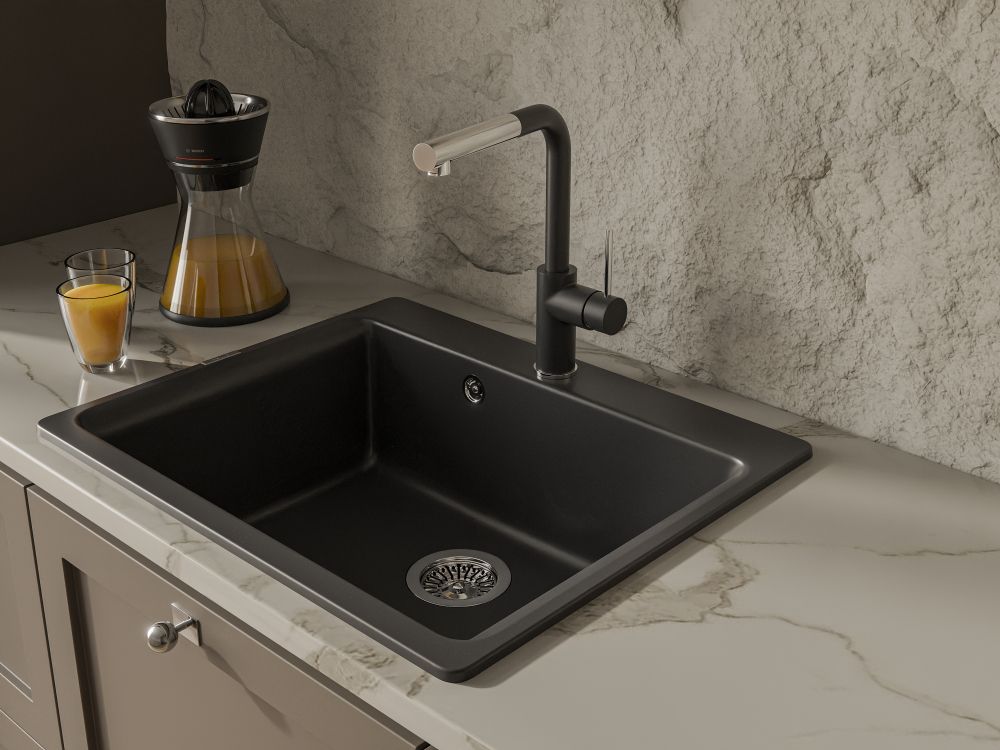 Rivelato Смеситель для кухни Albano Г-обр.с выдвижной лейкой D-35мм antracite cromo арт., артикул 1573503 antracite cromo