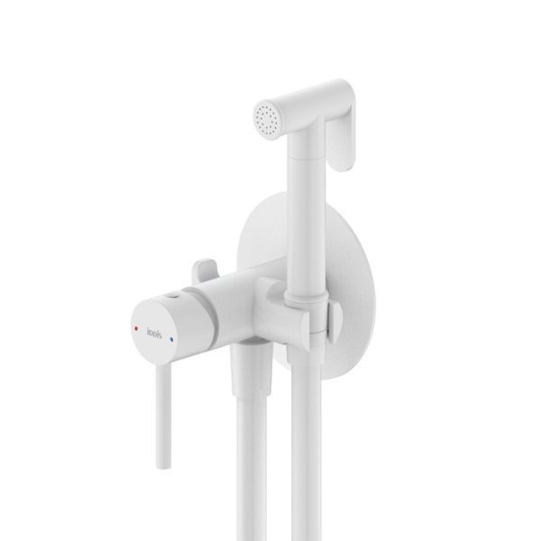 Встраиваемый смеситель с гигиеническим душем IDDIS Axes белый матовый (005WTR0i08)