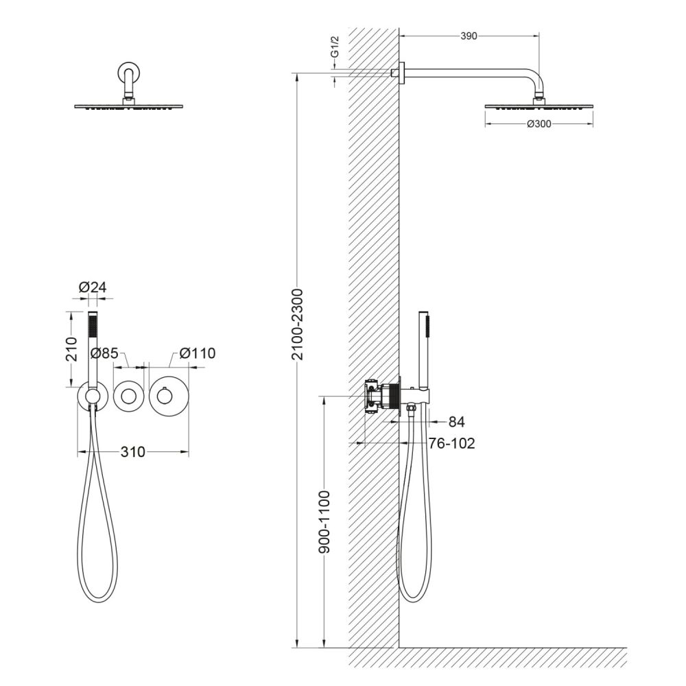 Душевая система встроенная с термостатом Timo Saona SX-2359/17SM золото матовое, артикул SX-2359/17SM