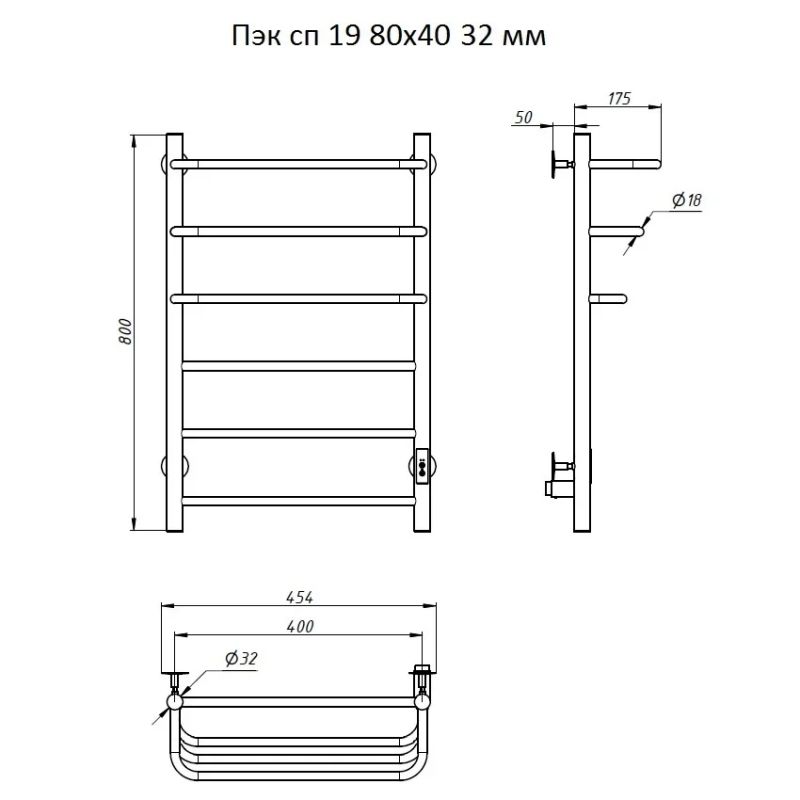 Электрический полотенцесушитель Тругор ПЭК 19 СП 80x40 Хром