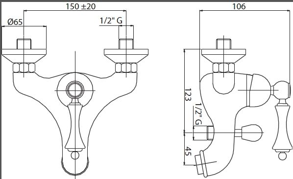 Смеситель для ванны Cezares Margot MARGOT-VM-02-Bi Бронза