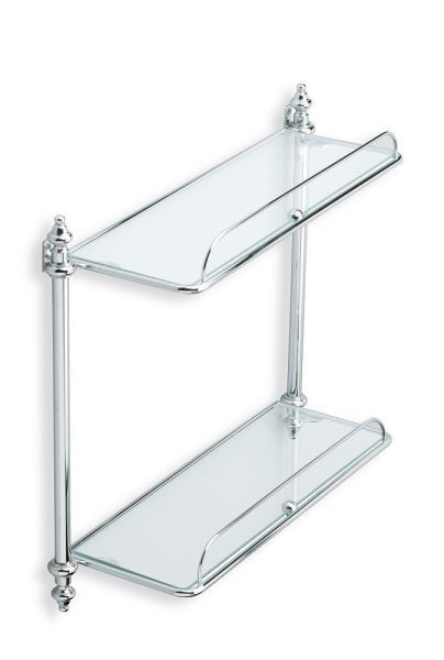 Stil Haus Elite, стеклянная 2-х уровневая полка с ограждением, цвет хром