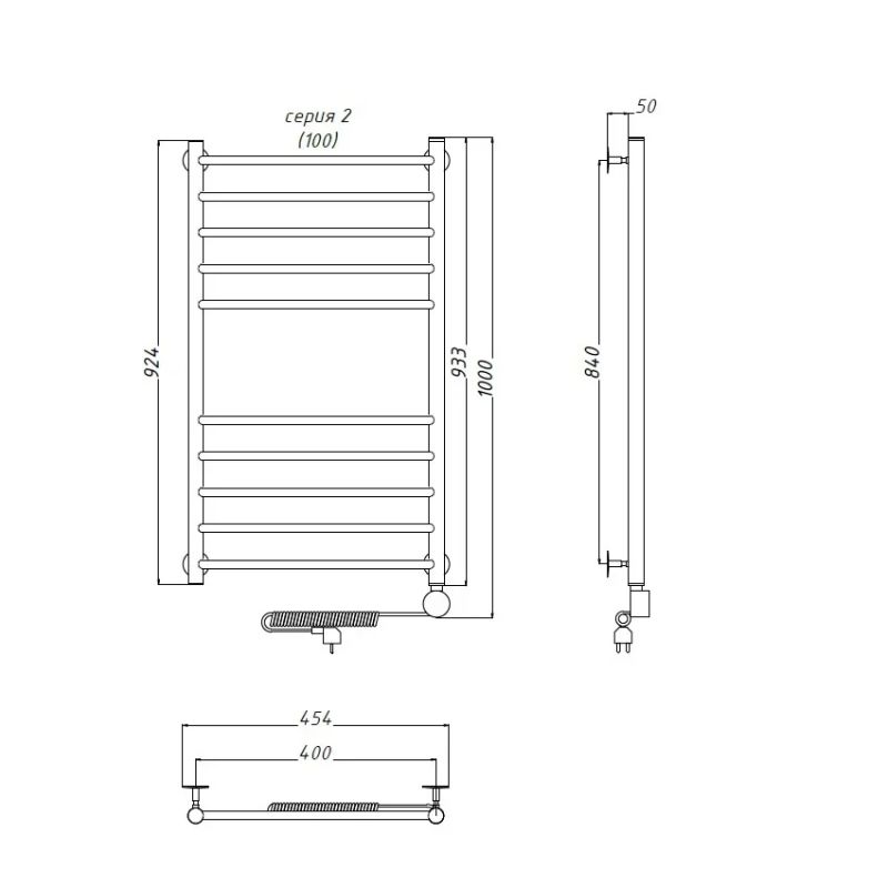 Электрический полотенцесушитель Тругор Аспект 2 элТЭН 100x40 Хром