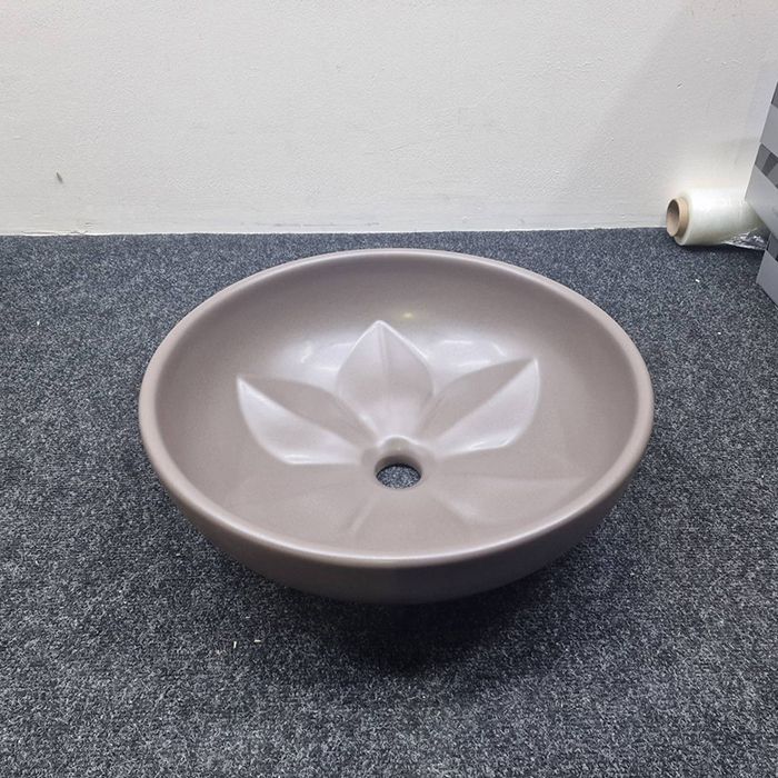 AZZURRA FLEUR Раковина накладная круглая диаметр 45хh16см, без отв. под смеситель, цвет Tortora