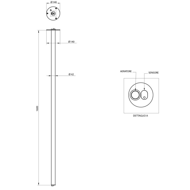 Bongio Elettronici Сенсорный потолочный излив, цвет хром