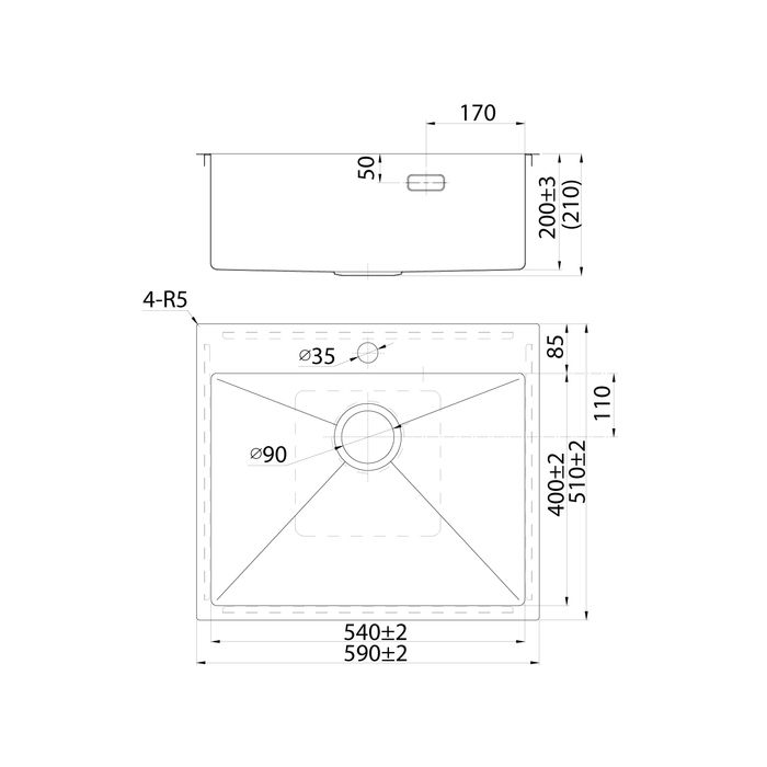 Мойка IDDIS Haze нерж. сталь, графит, 590*510 (HAZ59GMi77), артикул HAZ59GMi77