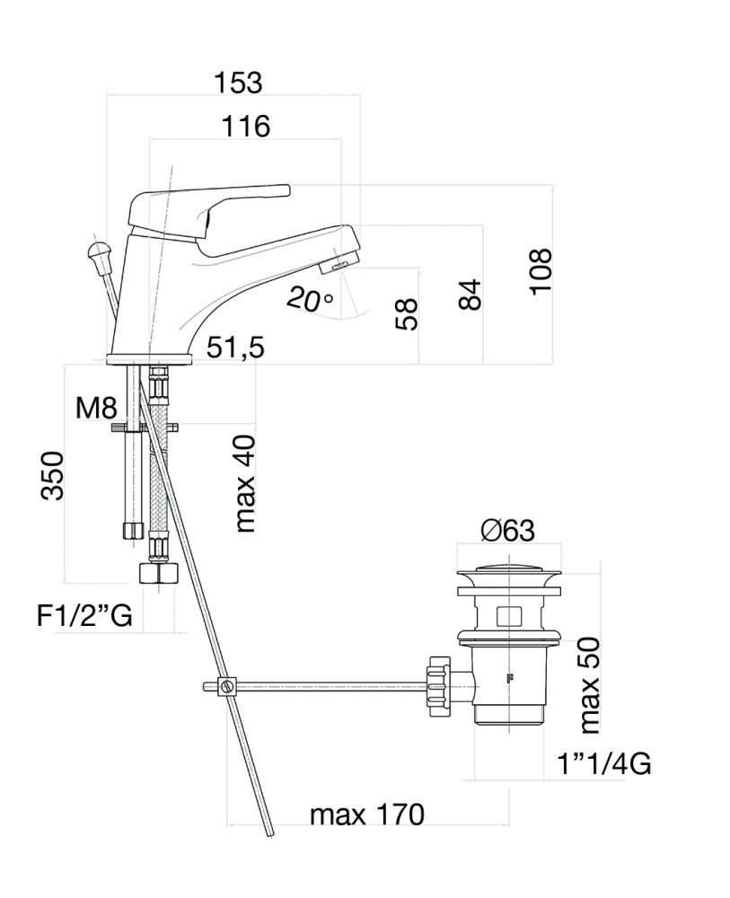 Смеситель для раковины Fiore MISTRAL 42CR2710, хром, артикул 42CR2710